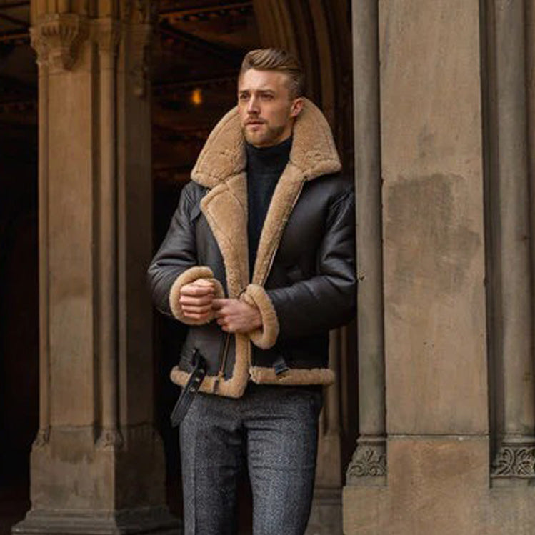 Men's Dark Brown B3 RAF Aviator Sheepskin Shearling Leather Jacket
