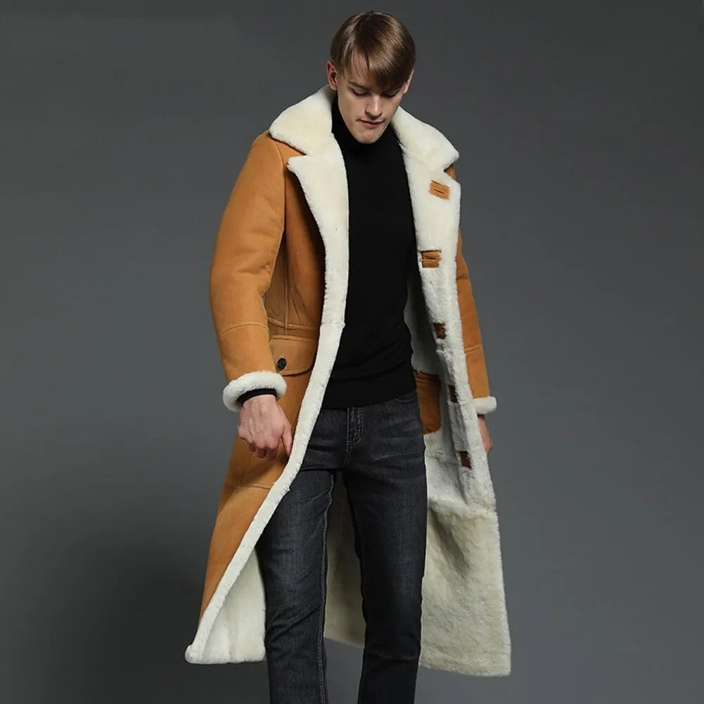Men's B3 Shearling Jacket - Winter Windbreaker Long Warm Coat