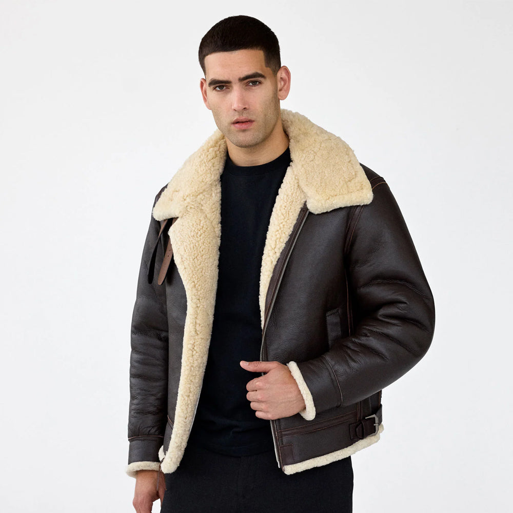 Men's Dark Brown B-3 Shearling Aviator Jacket