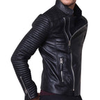 Men's Biker Leather Jacket - Fashion Rider Black Leather Jacket