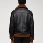 B-3 Aviator Shearling Leather Jacket – Jet Black with Tobacco Brown Fur