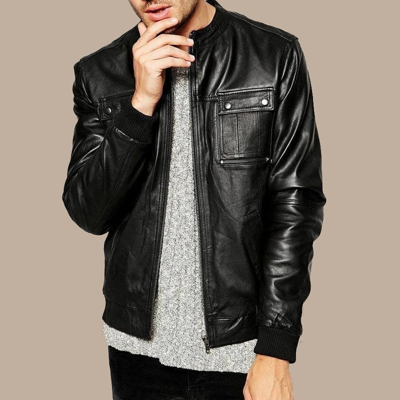 Best Real Black Leather Bomber Jacket Mens