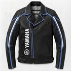 Men's Black Genuine Leather Biker Jacket with Racing Stripe Cafe Racer Style