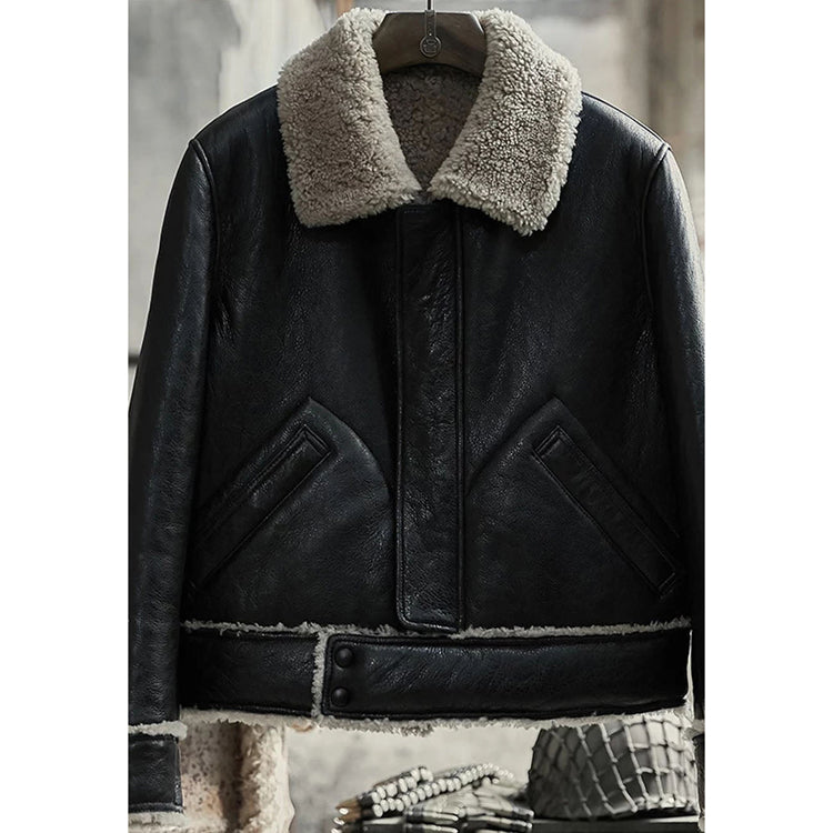 Men’s Black Motorbike Shearling Jacket