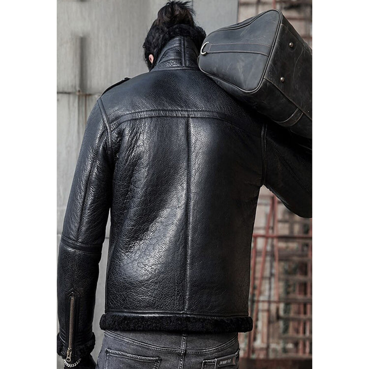 Men’s Black B3 Shearling Flight Aviator Jacket