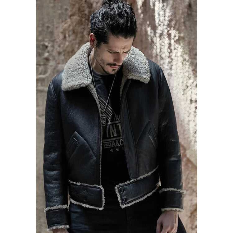 Men’s Black Motorbike Shearling Jacket