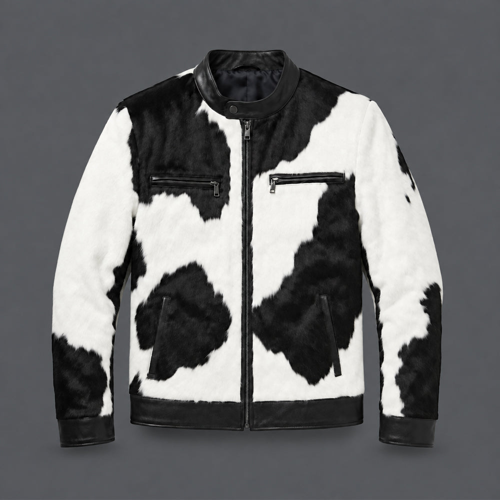 Men’s Hair-On Cowhide Cafe Racer Jacket