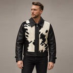 Men’s Black & White Hair-On Cowhide Ranch Jacket