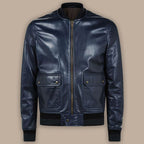 Mens Navy Blue Bomber Jacket