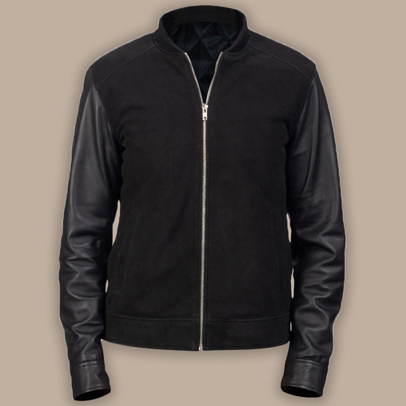 Mens Jet Black Bomber Jacket