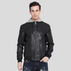 Brice Black Hooded Leather Jacket