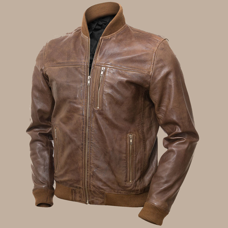 Mens Tawny Brown Bomber Jacket
