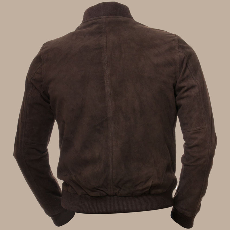 Men's Brown Suede Bomber Jacket
