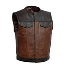 Men's Two-Tone Leather Biker Club Vest