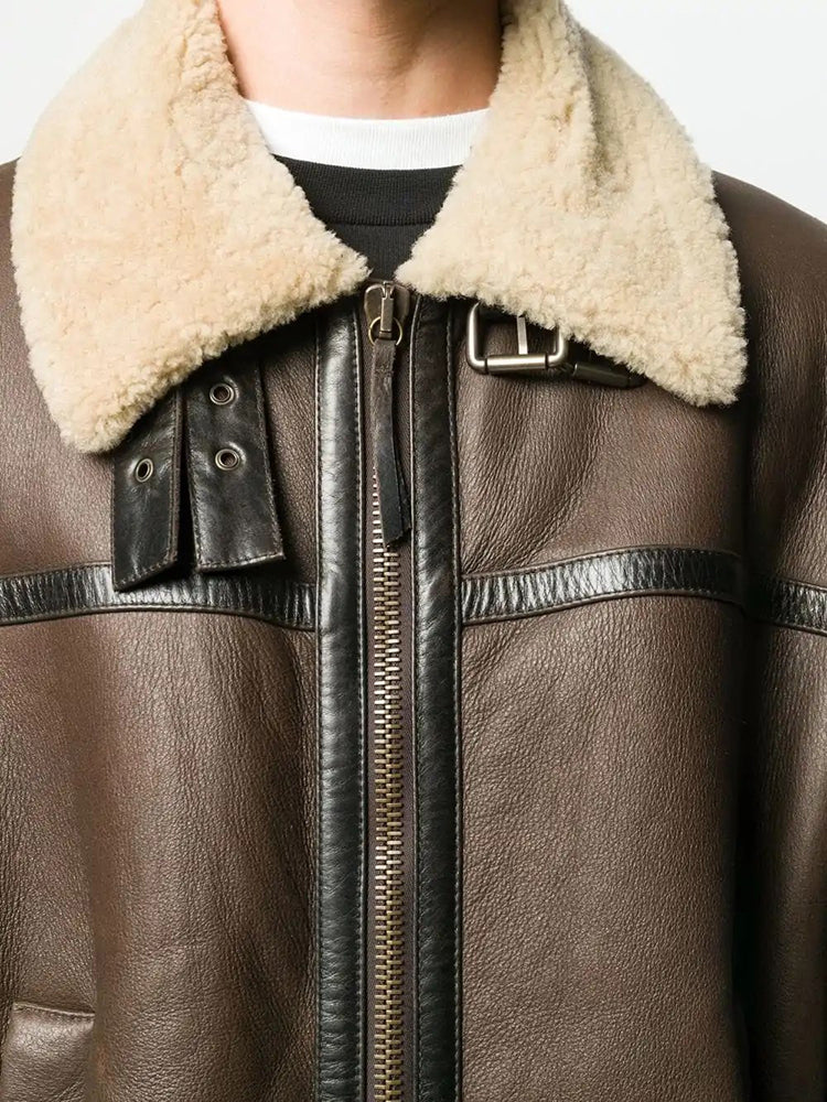 Men’s Aviator Brown Shearling Leather Coat
