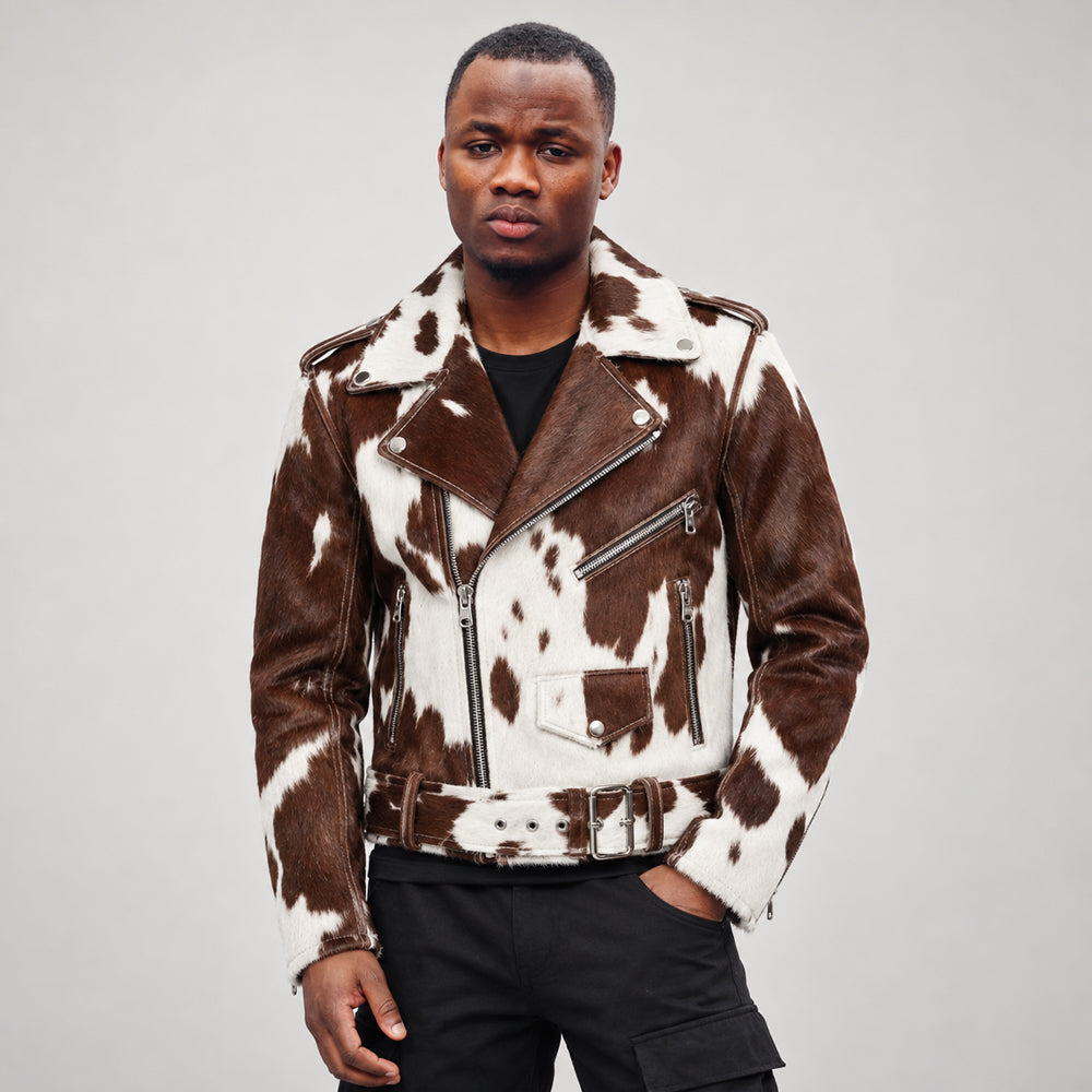 Men’s Hair-On Cowhide Double Rider Jacket