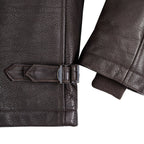 Men's Dark Brown Leather Pea Coat Bomber Jacket