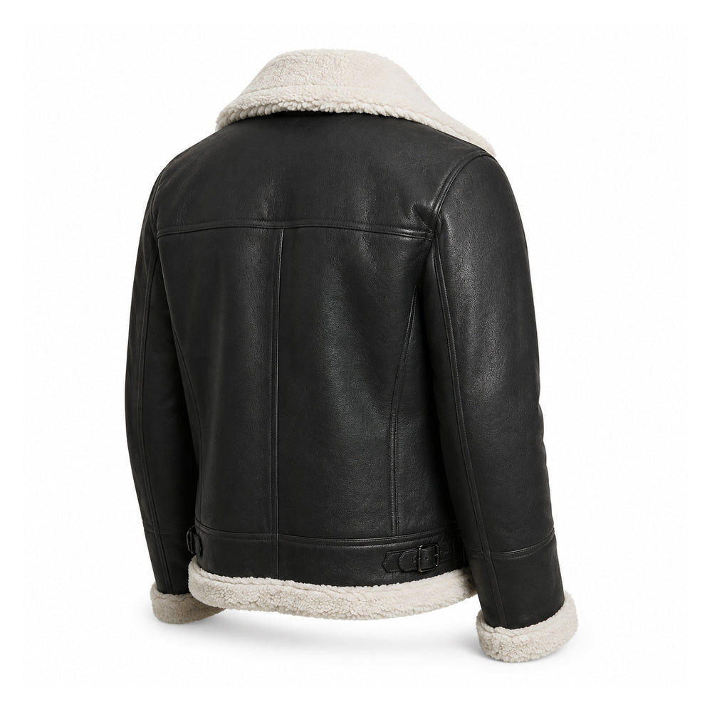 Men’s Charcoal Shearling Aviator Jacket