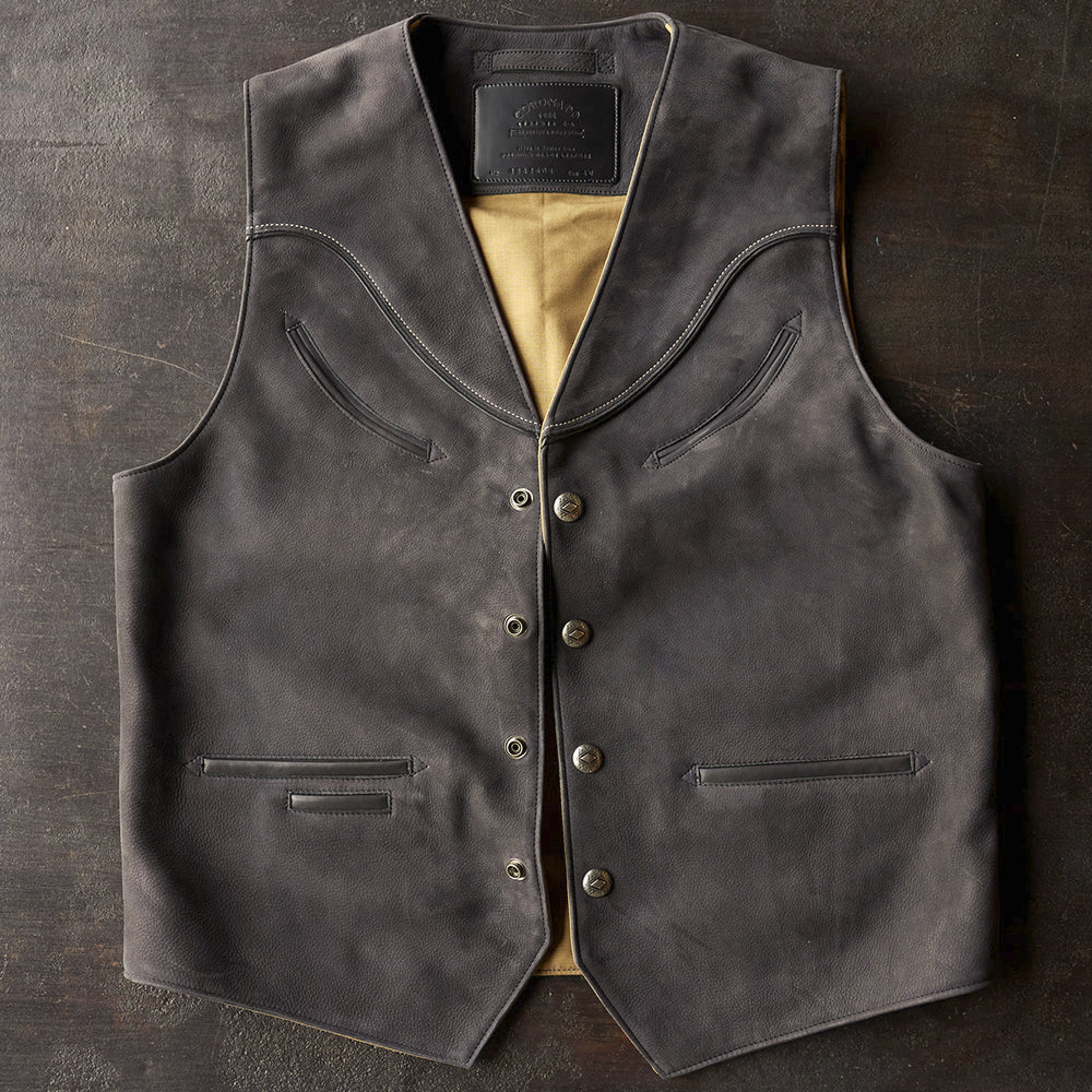 Men’s Charcoal Nubuck Cowboy Vest
