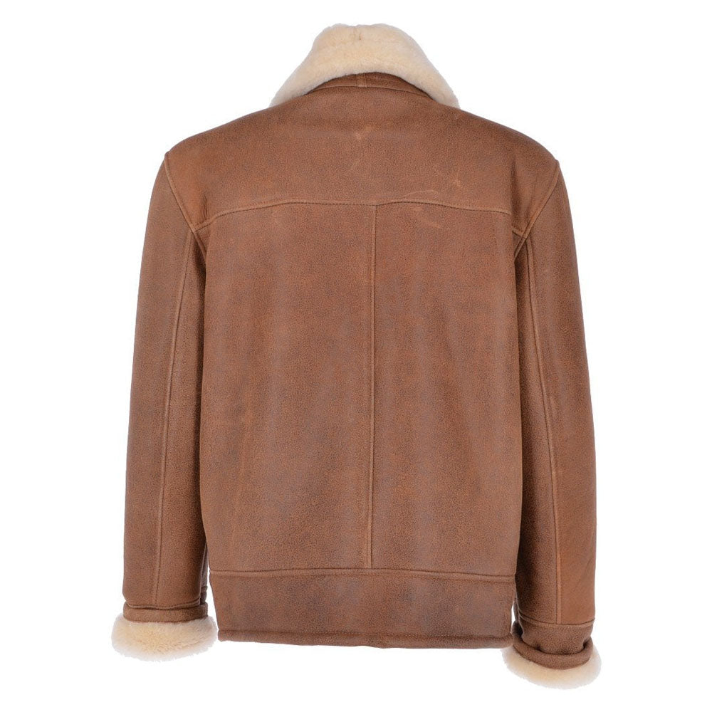 Men's Classic Chestnut RAF Shearling Flying Leather Jacket