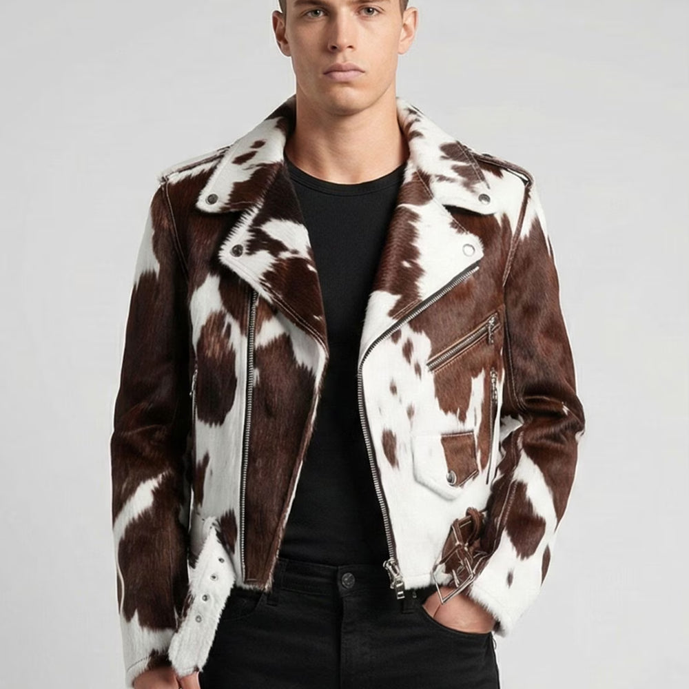 Men’s Hair-On Cowhide Double Rider Jacket