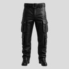 Men’s Cowhide Leather Cargo Pants Tactical Biker Style