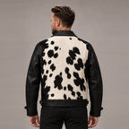 Men’s Black & White Hair-On Cowhide Ranch Jacket