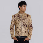 Men’s Beige Speckled Hair-On Cowhide Racer Jacket