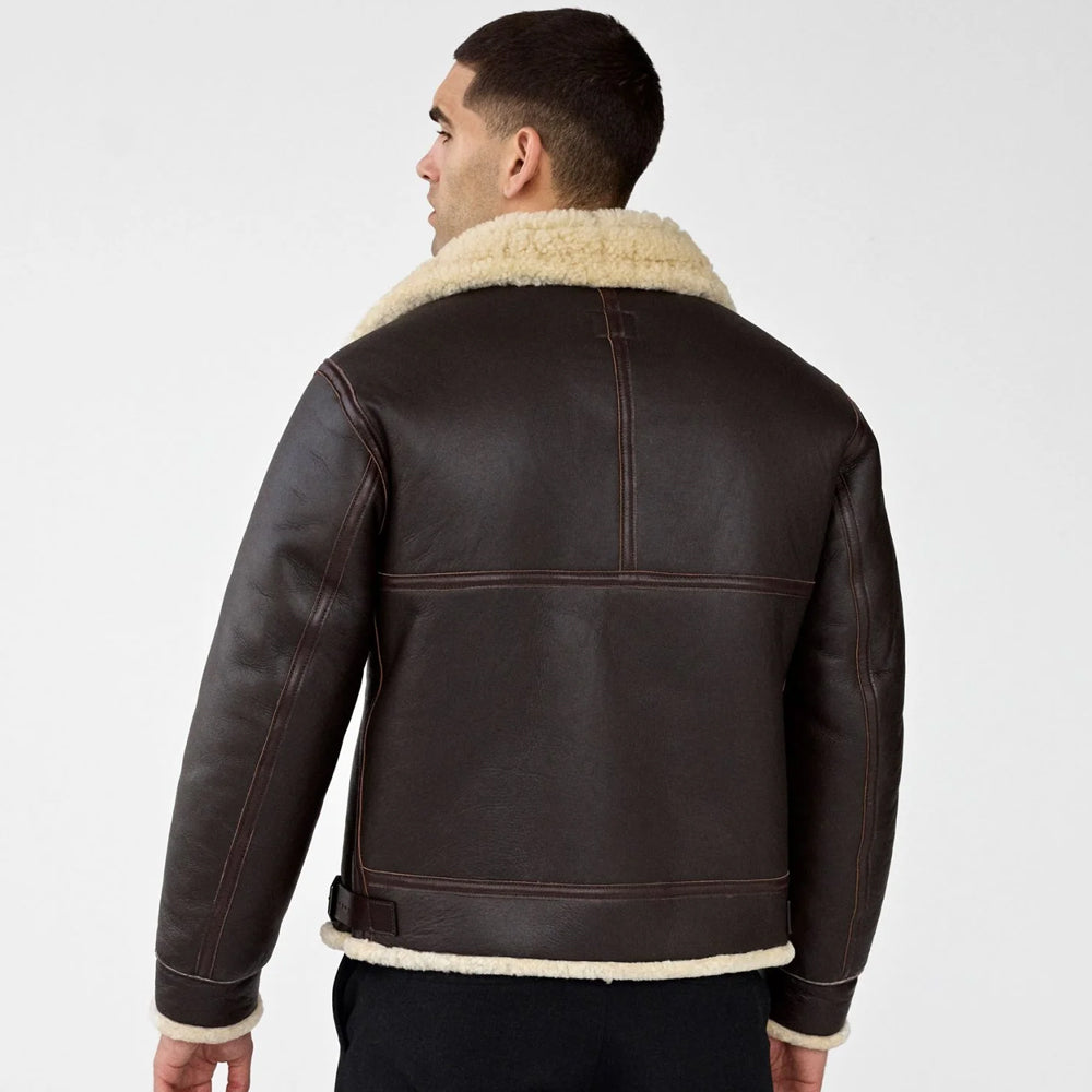 Men's Dark Brown B-3 Shearling Aviator Jacket
