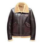 Men's Dark Espresso Lambskin Shearling Aviator Flight Coat with Angled Cargo Pockets