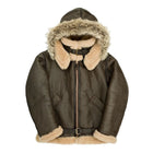Men's Hooded B-3 Dark Brown Shearling Aviator Jacket