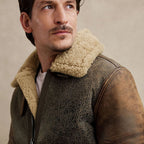 Distressed Crackled B-3 Flight Jacket in Vintage Brown Leather