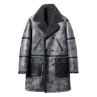 Men's Distressed Grey Lambskin Shearling Trench Coat