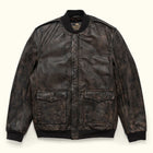 Men's Distressed Leather Bomber Jacket – Brown Aviator Style