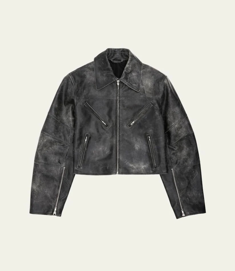 Men's Distressed Black Vintage Leather Jacket Rugged & Timeless
