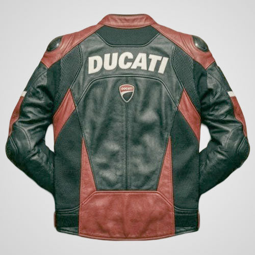 Men’s Ducati Corse Inspired Leather Motorcycle Jacket | Genuine Cowhide Racing Jacket