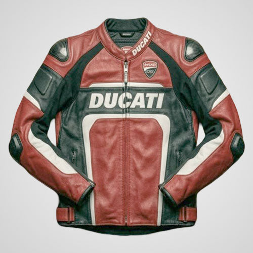 Men’s Ducati Corse Inspired Leather Motorcycle Jacket | Genuine Cowhide Racing Jacket