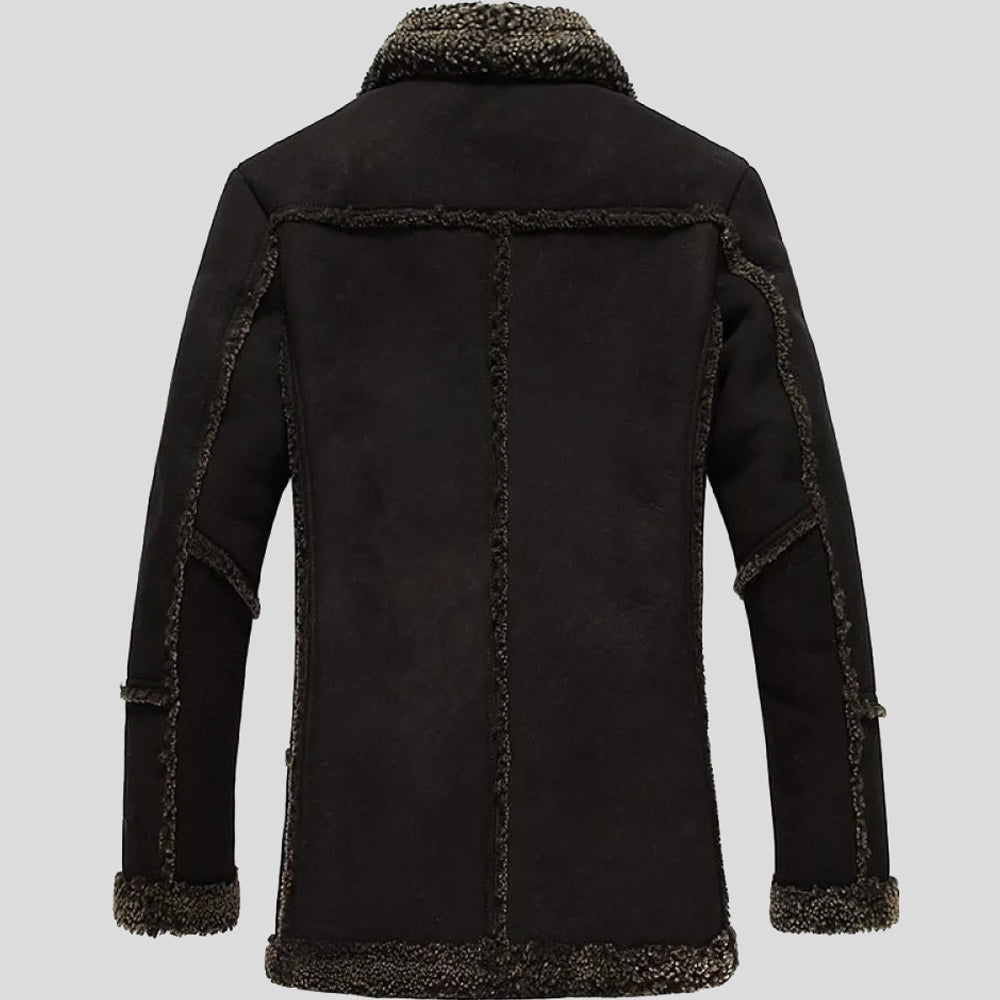 Men's Fur Black Reacher Style Sheepskin Coat