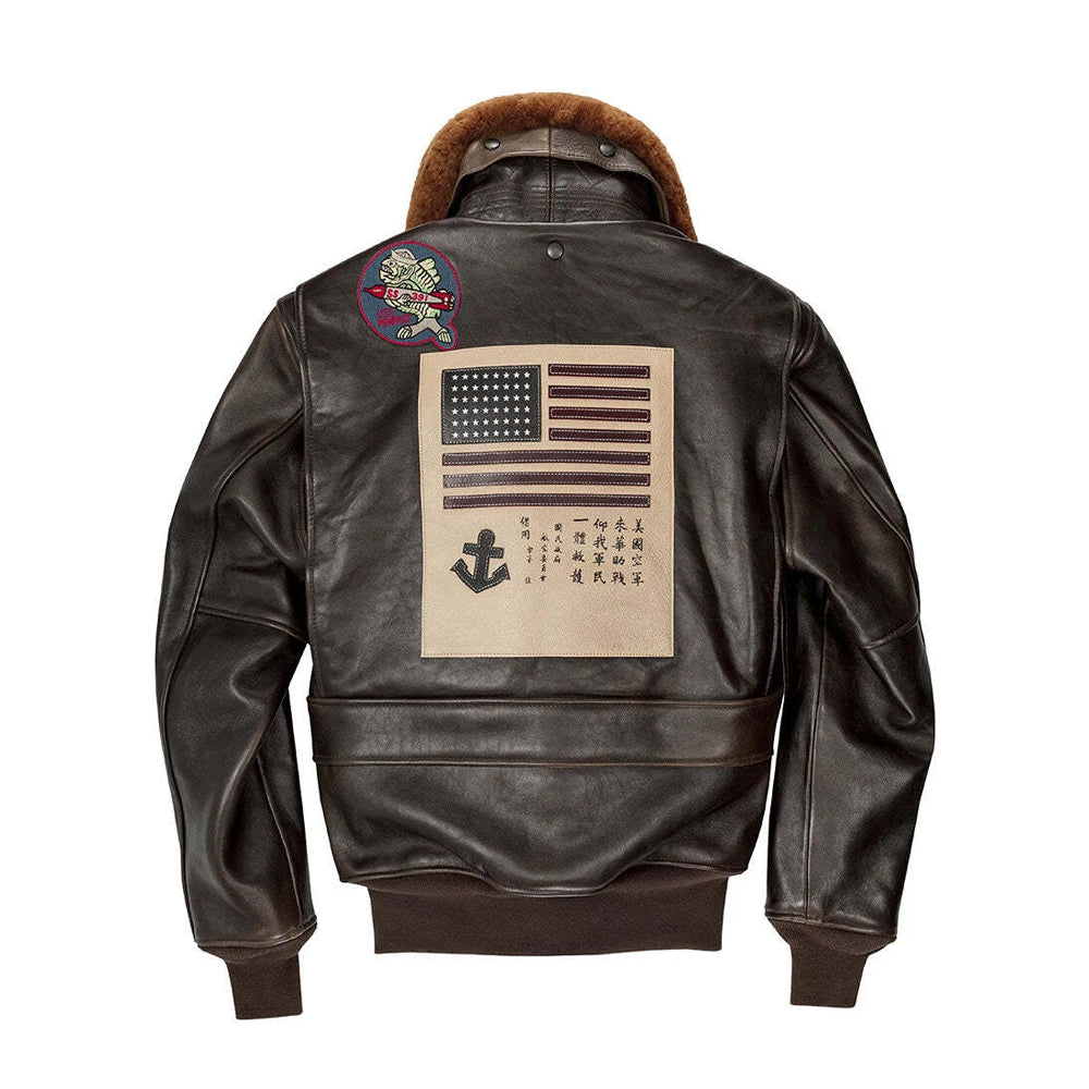Men's Top Gun G-1 Cowhide Flight Jacket with Patches