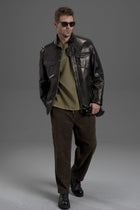 Men's 100% Goatskin Quilted Bomber Leather Motorcycle Jacket