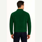 Mens Green Sheepskin Suede Trucker Leather Jacket