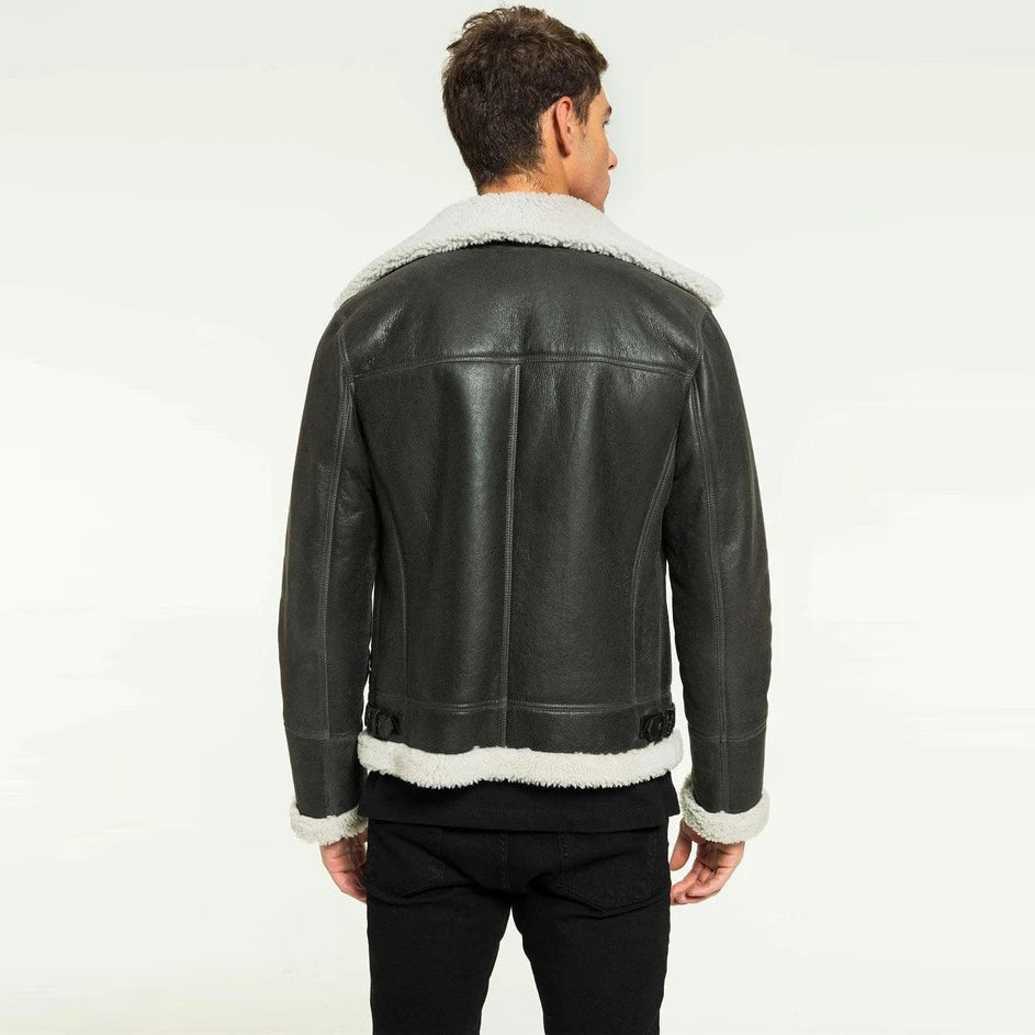 Men's Grizzly Grey Aviator Shearling Jacket