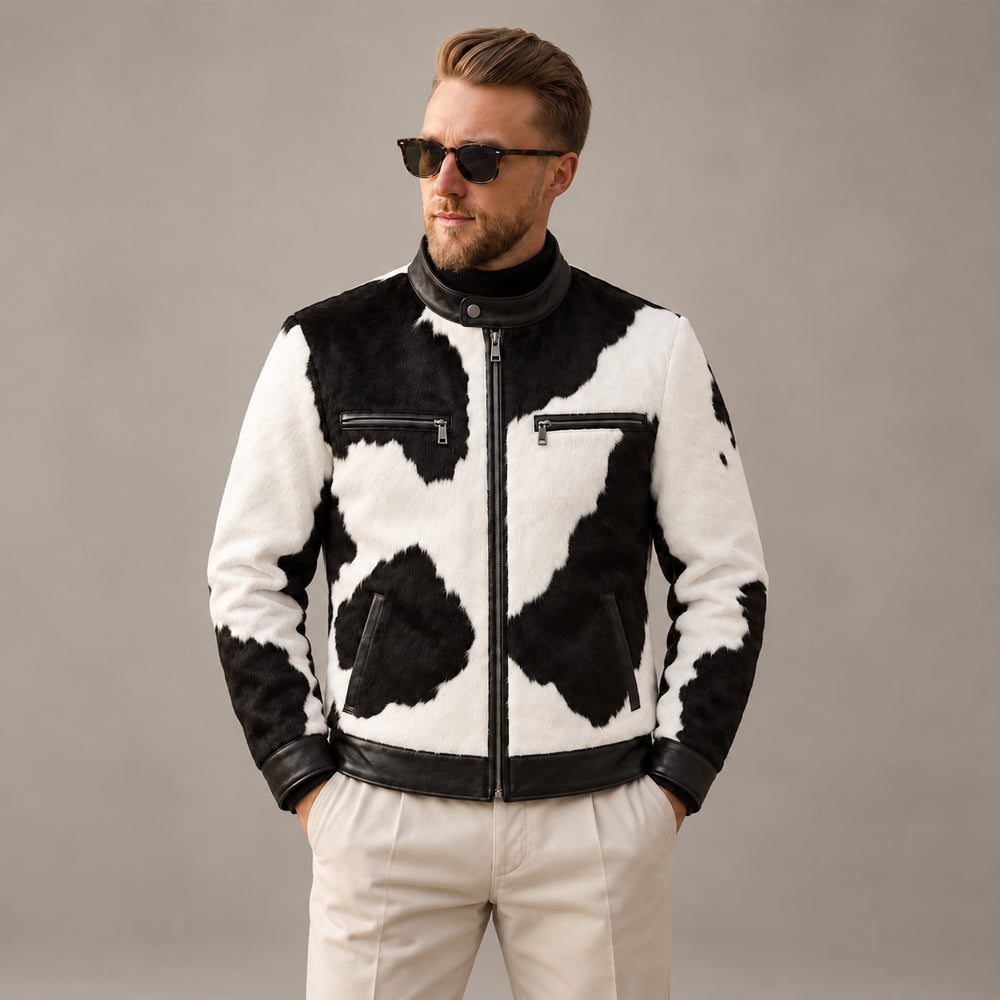 Men’s Hair-On Cowhide Cafe Racer Jacket
