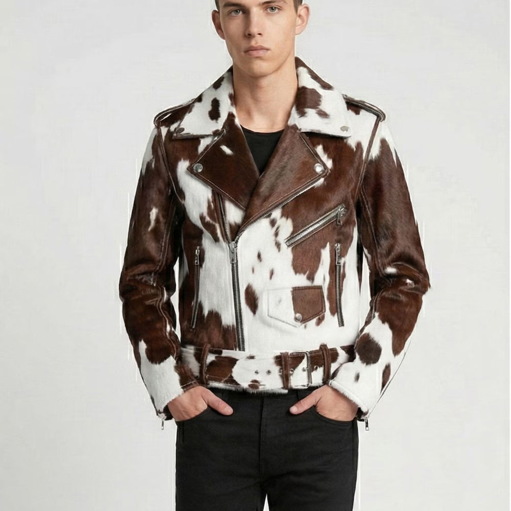 Men’s Hair-On Cowhide Double Rider Jacket