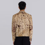 Men’s Beige Speckled Hair-On Cowhide Racer Jacket