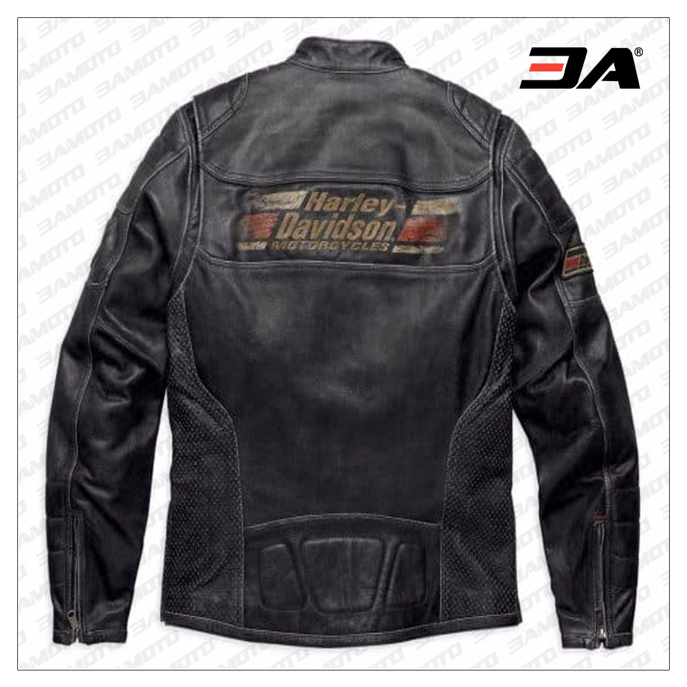Men’s Harley Davidson Astor Patches Distressed Leather Jacket