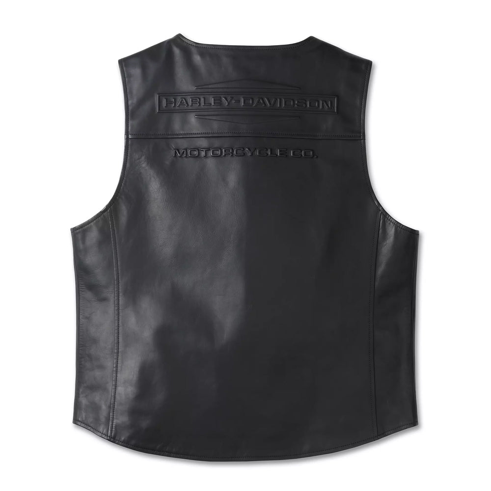 Men's Harley-Davidson City Limits Black Two-Way Zip Leather Vest
