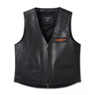 Men's Harley-Davidson City Limits Black Two-Way Zip Leather Vest