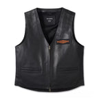 Men's Harley-Davidson City Limits Black Two-Way Zip Leather Vest