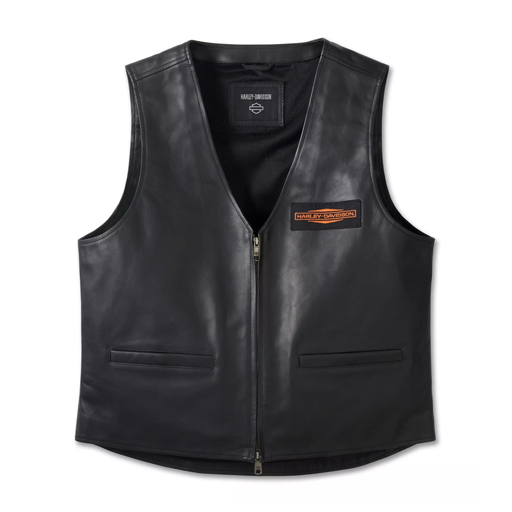 Men's Harley-Davidson City Limits Black Two-Way Zip Leather Vest